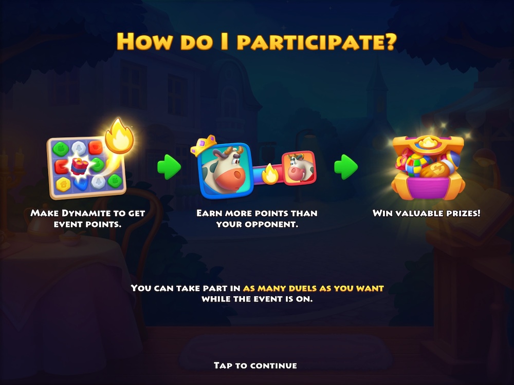 Explosive Duel was added in September 2023 as one of the support events for the Match3 minigame events in Township