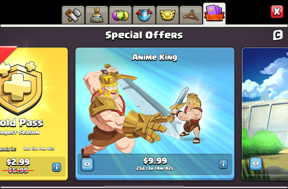 Clash of Clans' August update featured an anime-themed special, adding anime-style skins for the game’s main characters.
