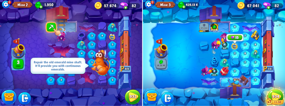 Fishdom tested an entirely new type of casual minigame event, Emerald Mines.