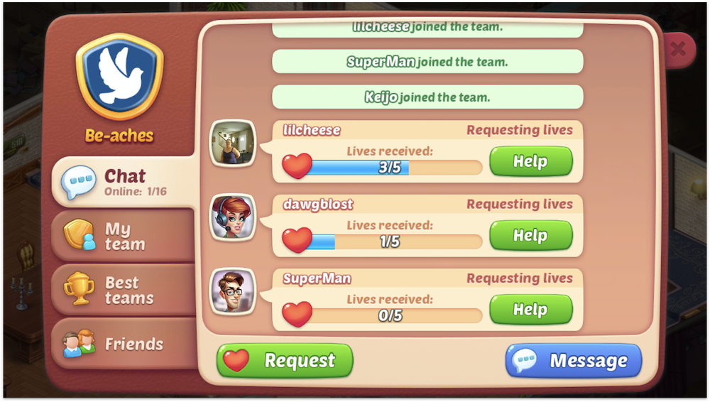 Homescapes' Teams